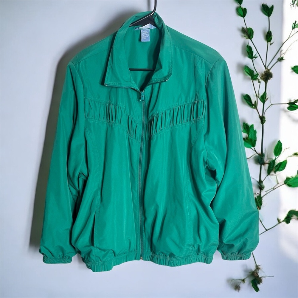 Napa Valley Sport Vibrant Emerald Green Bomber Jacket 1X